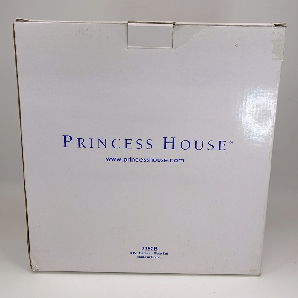Princess House Meridian White Star Ceramic Plate Set 3 Pieces 2352B